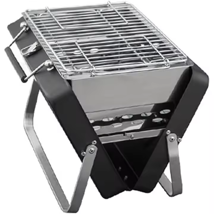 Parrilla Portátil de Carbón para Barbacoa | BBQ Plegable de Acero Inoxidable | Mini Parrilla de Mesa 24x22x29 cm para Camping, Picnic y Jardín - 1