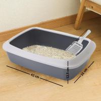 Arenero abierto con pala para gatos, bandeja de arena plastico para gatos tamaño 42x31x12.5 cms, con borde blanco, arenero descubierto (marca savic) - details 1