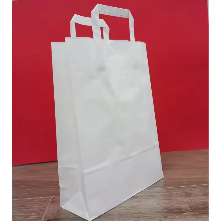 25 BOLSAS PAPEL ASA PLANA BLANCA / MARRON KRAFT TAMAÑO 34 CM (ALTO) 25CM (ANCHO) 9 CM (FONDO/FUELLE) - 1