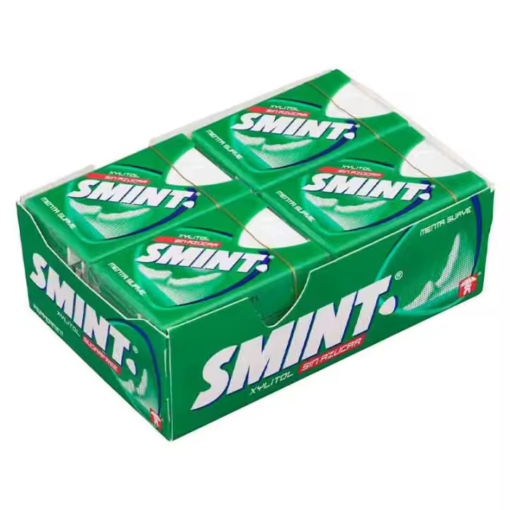 Deliex  - Smint Tabs Menta Suave, Caramelo Comprimido Sin Azúcar - 12 o 24 cajitas de caramelos Smint menta suave caja verde 8 gr. - 1