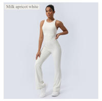 Conjunto De Yoga Para Mujer Con Padded Fitness Jumpsuit Cruzado En Espalda Y Pierna Flared Vestido De Entrenamiento De Correr Conjunto De Yoga De Nylon Talla Verdadera - details 6