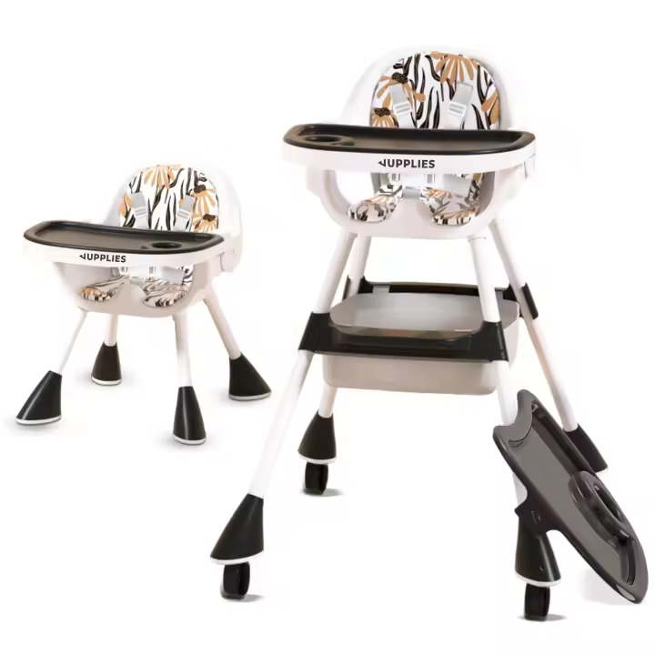 JUPPLIES Tronas de Bebe - Trona de Bebe Evolutiva 2 en 1 con Doble Bandeja y Arnés con 5 Puntos - Silla de Comer Portatil para Bebe hasta 30kg - High Chair Cadeira Bebe Refeições - 1