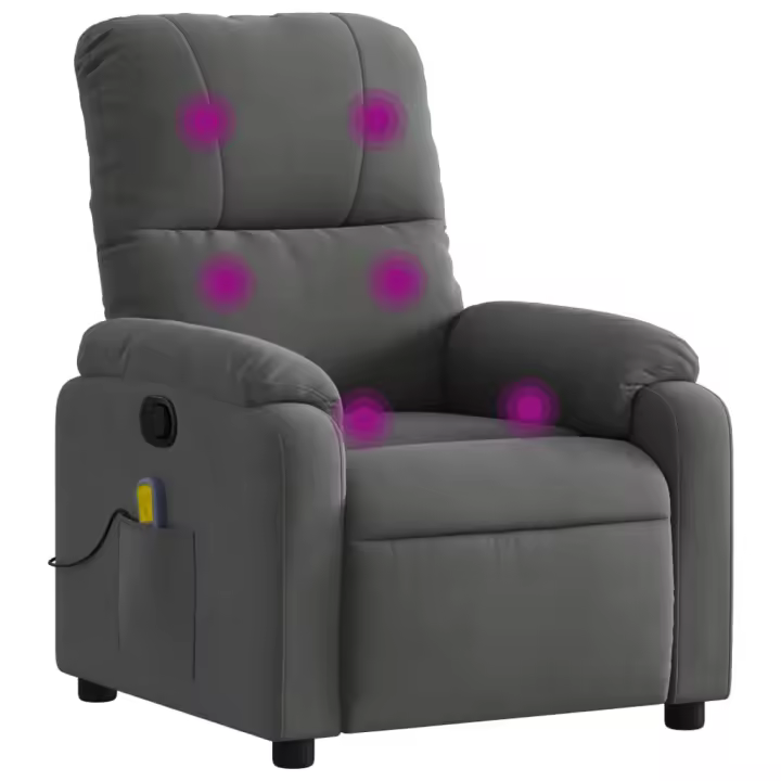 vidaXL Sillón reclinable de masaje tela de microfibra Marrón, Gris claro, Gris oscuro Sillon Dormitorio Sillon Comodos Silla Relax Sillón Sofá - 1