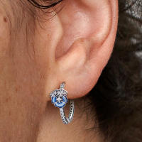 Pandora Pendientes de Aro en Plata de Ley Pensamiento Azul Abrazo Brillante 290775C01，Incluye Caja Original - details 1