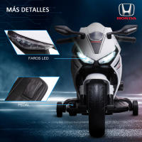 HOMCOM Moto Eléctrica con Licencia Honda para Niños de 3-5 Años Moto a Batería 6V con Faro Bocina Música y Ruedas Auxiliares Extraíbles Carga 30 kg 90x44x52 cm - details 5