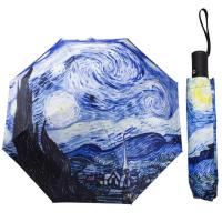 Paraguas automático de pintura al óleo de Van Gogh, accesorio pequeño de vinilo fresco, plegable, resistente al viento y al sol - details 0