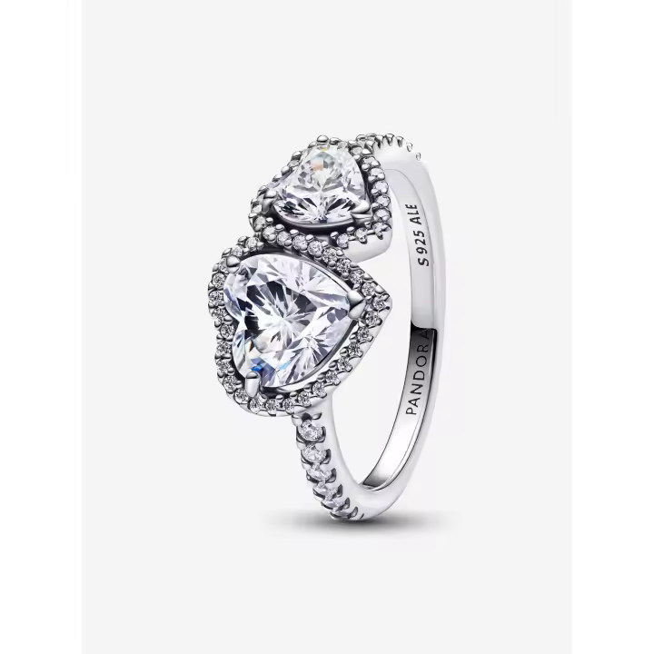 Pandora - Anillo de Corazones with Halo brilliant-Plata de Leyes - 1