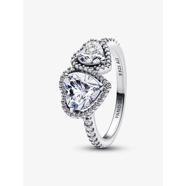 Pandora - Anillo de Corazones with Halo brilliant-Plata de Leyes - 1