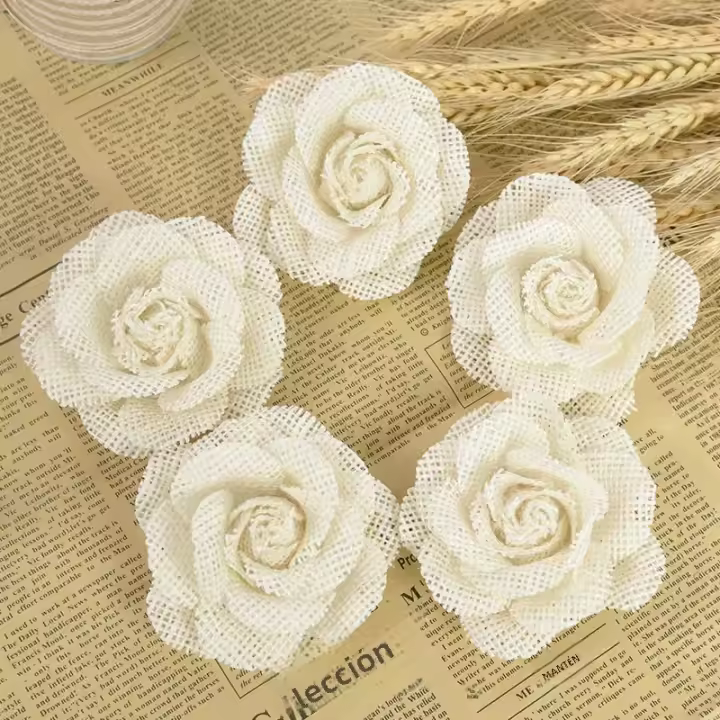 2/3/5pcs Flores De Jute Hessian Vintage Rustic Para Decoración De Boda Navidad Eventos Y Fiestas Accesorios De Manualidades DIY - 1