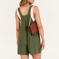 Traje De Mujer Casual De Algodón Lino Suave Con Pierna Ancha Y Bolsillos Estilo Callejero Cómodo Para Verano Color Sólido - details 23