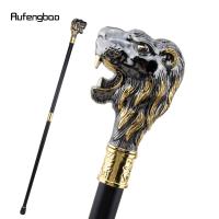Bastón De Moda Con Cabeza De León Dorado Y Barba Negro Decorativo Para Cosplay Vintage 93cm Punta De Goma Material De Acero - details 3