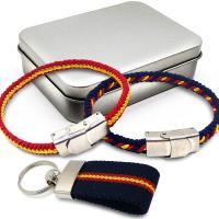 Hispapiel Pack 2 Pulseras Bandera de España con Cierre Metálico y Llavero - details 1