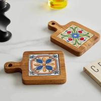 Tappetizes De Madera Estilo Japonés Creativos Antideslizantes Con Patrón Artístico Delineado Delicado Para Bebidas Tamaño Approx 10x10cm - details 9