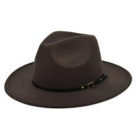 Sombrero De Vaquero Para Hombre Estilo Vintage Color Sólido Broche Ancho Moda Viaje Fiestas De Iglesia Sombrero De Paja Jazz - details 2