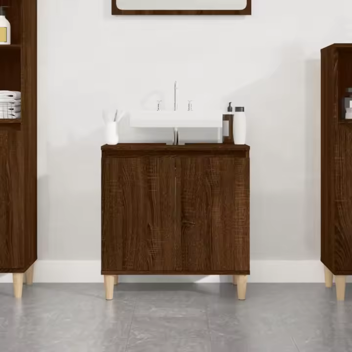vidaXL Armario de lavabo madera contrachapada roble marrón 58x33x60 cm - 1