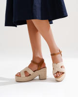 Candice Calzados Sandalias de Mujer con Plataforma y con Tacón, Espadrilles Mujer, Sandalia con Decoración Letra H Trenzado en Tiras de Yute con Hebilla - Elegantes y Cómodas - details 3