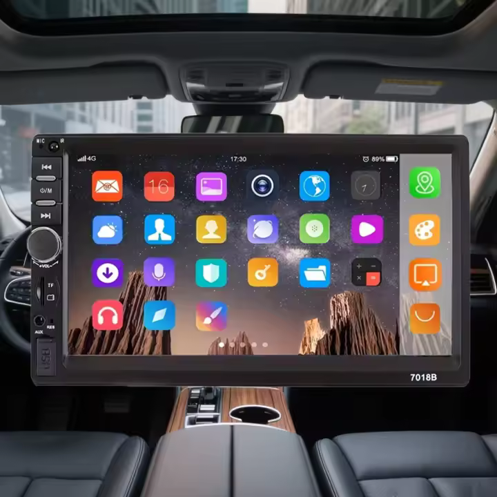 2Din Car Stereo - Pantalla 7" Full Color, CarPlay 7018 Inalámbrico, Reproducción Multimedia MP3/WMA, Cámara Trasera - 1