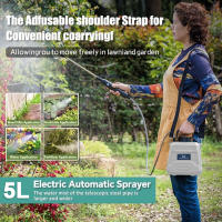 Nueva Sprayer Agrícola De 5L Tipo Mochila Alta Presión Electrónica Desinfección Insecticida Verde/Azul/Blanco Material Plástico - details 0