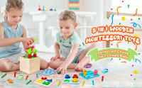 Juguete Montessori De Madera Kit De Juego Para Desarrollo Temprano En Edad De 3-6 Años Sorteo De Formas Y Caída De Bolas Caja De Permanencia De Objetos Con Monedas Y Zanahorias Para Niños Pequeños - details 0