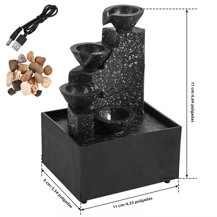 Fresadora De Mesa Miniatura Fuente Decorativa Regalo De Navidad Multifuncional Ornamento Para El Hogar Material De Plástico ABS Tamaño Compacto Fuente De Agua USB Para Bonsái - 1