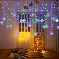Luces De Navidad LED En Forma De Copo De Nieve Y Gota De Agua Para Jardín Y Exterior Con Enchufe EU Decoración De Fiesta En Casa Guirnalda De Luces De Ceniza - details 11