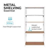 Ociodual Estantería Metálica Essential Blanco, Ideal para Hogar, Garaje, Cocina, Oficina, Multiusos, Almacenamiento Divisible, Sin Tornillos, 875kg, 5 Baldas MDF, 180 x 90 x 40cm - details 7