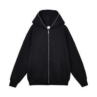 Chaqueta Harajuku Para Hombres Con Capucha Y Cierre De Cremallera Sudadera De Manga Larga Oversize Negro Estilo Retro - details 1