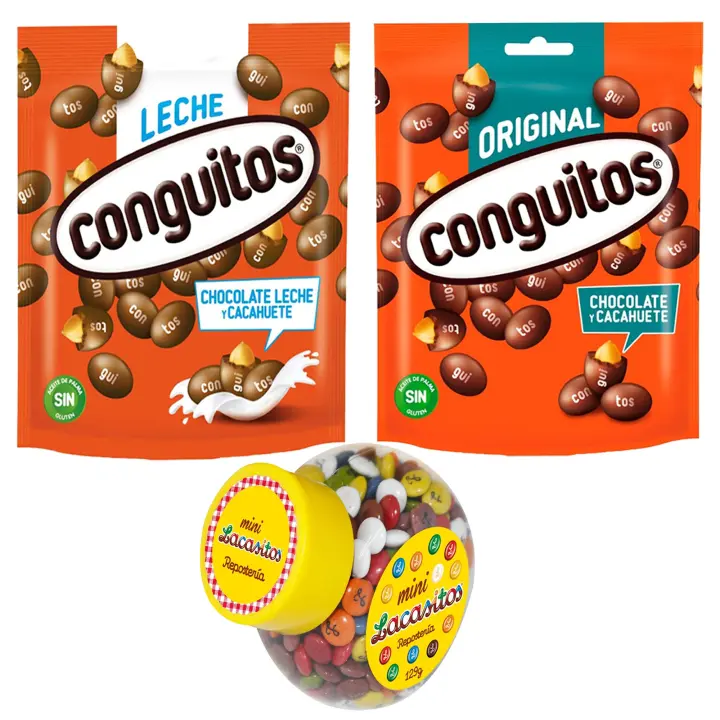 Pack Conguitos negros doypack 220g,Lacasitos mini color bote 129g,Conguitos leche doypack 220g - 1
