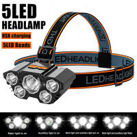 Linterna Frontal LED 5 Luces Recargable Por USB Para Camping Pesca Emergencias Buscaminos Luz Fuerte Exterior Nocturna - details 0