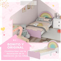 ZONEKIZ Cama para Niños de 3-6 Años 143x74x66 cm Cama Infantil de Madera en Forma de Arcoíris Mueble de Dormitorio Moderno Carga 80 kg Rosa - details 3
