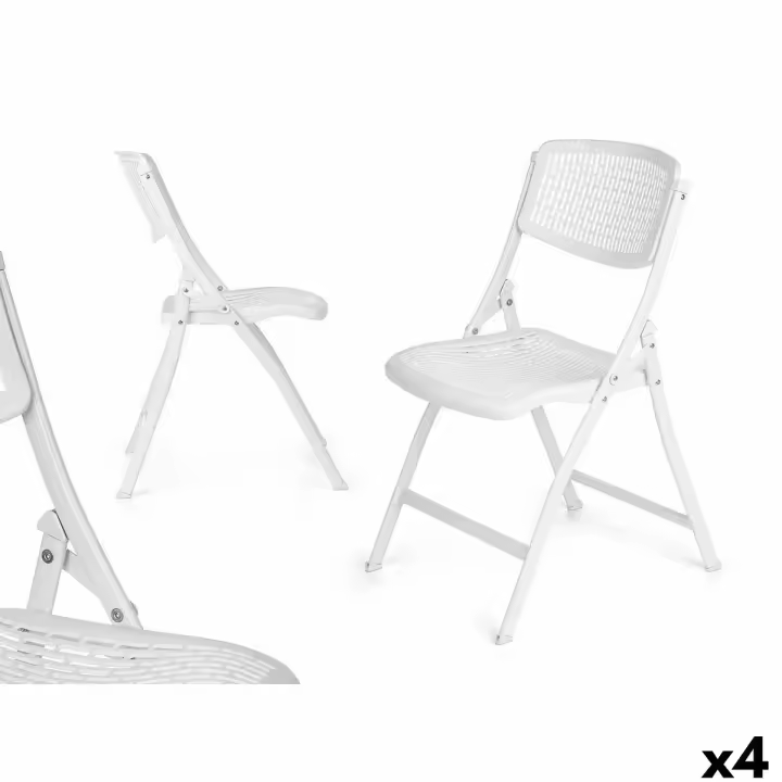 Silla Plegable 12721 Blanco 59 x 50 x 82 cm 108 x 11,5 x 50 cm (4 Unidades) - 1