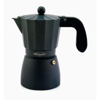 Cafetera italiana Oroley Negra Touareg  de estilo tradicional de 1, 3, 6, 9 y 12 tazas en color negro apta para vitrocerámica, fuego y gas - details 0