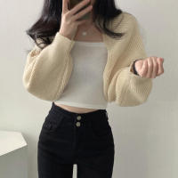 Cardigan De Mujer Elegante De Color Sólido Con Manga Larga Tejido En Nudo Chal Ultra Corto Para Otoño Chaqueta Moda Cuello Mandarín Ajuste Regular - details 2