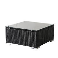 AREBOS Mesita de Polyrattan y Tablero Vidrio Mesa Auxiliar Exterior Para Jardín - details 5