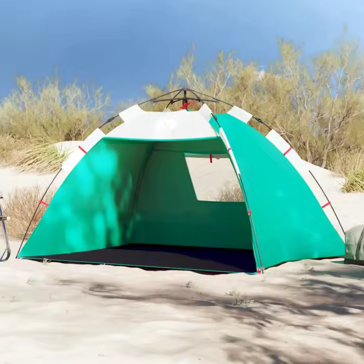 vidaXL Tienda de playa 2 personas impermeable apertura rápida verde - 1