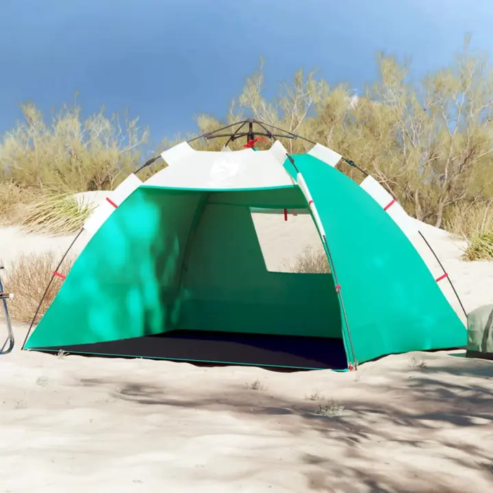 vidaXL Tienda de playa 2 personas impermeable apertura rápida verde - 1