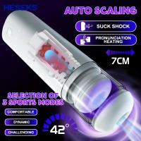 HESEKS Juguetes Para Adultos Para Hombres Doble Automático Telescópico Con Voz Y Calor Vagina Silicón Función Eléctrica - details 11
