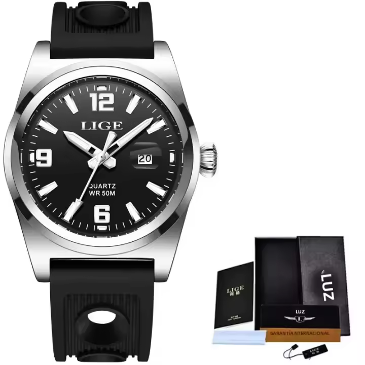 Reloj Deportivo De Silicona Para Hombre LIGE Marca Reloj Militar De Cuarzo Cronógrafo Reloj Masculino Resistente Al Choque Y Luz - 1