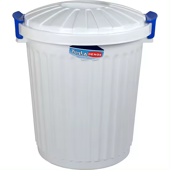 Denox Cubo de Basura 43 L con Tapa Blanca - Gran Capacidad - Ideal para Reciclaje - 1