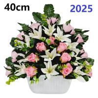 Centro de Flores para Cementerio - Ramos de Flores para Todos los Santos - Flores Artificiales de Tela - Ancho 40cm - Alto 40cm - details 0