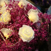 1Pack 10/20 Led Luz De Flores Blancas En Forma De Rosas Operadas Por Batería Para Decoración De Fiestas De Cumpleaños Boda Casero En Día De San Valentín - details 4