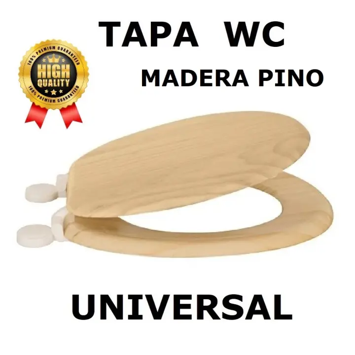 Asiento de Baño Universal de Madera de Pino - Tapa WC Beige - Alta Calidad - 42cmx36cmx16cm - 1