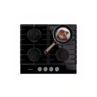 Cecotec Bolero Squad G 4200F Glass Black Placa de gas 4 fuegos acabado en cristal negro parrillas completas de hierro fundido potencia de 8kW quemador WOK. - 1