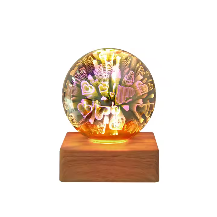 Lámpara De Ambiente LED 3D Con Efecto De Fuego De Artificio Luz Nocturna Colorida Para Decoración De Hogar Lámpara Colgante De Bola De Vidrio Estilo Cielo Estrellado - 1