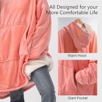 Manta de Sudadera con Capucha de Gran tamaño, Manta de Sudadera Sherpa, suéter Acogedor para Mujeres Hombres Adultos (Rosa) - details 1