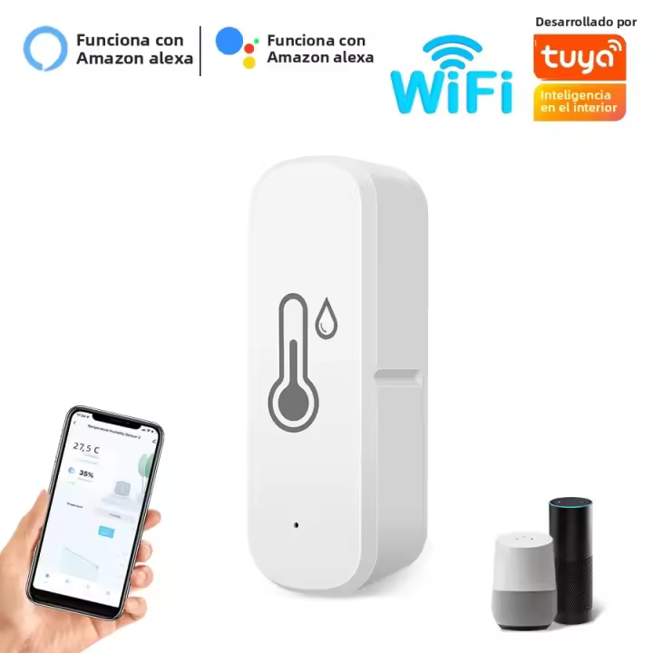 Sensor De Temperatura Y Humedad WiFi Tuya Compatible Con Alexa Y Google Home Monitoreo Inteligente De Hogar Sin Requerir Hub - 1