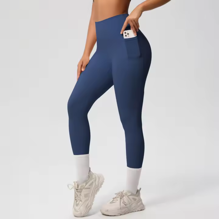 Mallas de beltada Alta para Mujer, pantalones de Yoga, Mallas con bolsillos, Push Up, ropa Deportiva para correr, pantalones de Color sólido - 1