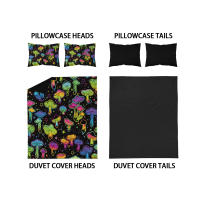 Juego De Sábanas De Pollo Con Estampado De Setas Gradient Halloween 3 Piezas (1 Funda De Edredón + 2 Fundas De Cojín) Cama De Poliéster 100% 90gsm - details 7