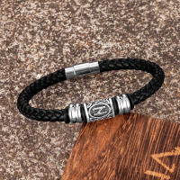 Pulsera Vikinga Vintage Con Runas Para Hombres Y Mujeres Hecha a Mano En Cuero Con 24 Runas Nórdicas Pulsera Escandinava De Amuleto Para Parejas Regalos - details 0