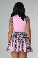 Vestido Mini De Oficina Para Mujer Estampado Y Elástico De Tenis Con Cuello Redondo Y Falda Plisada Casual Middle Age Polyester - details 11